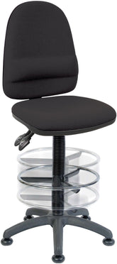 Ergo Twin Deluxe Draughter High Back Fabric Operator Office Chair with Fixed Arms Black - 2900BLK/1164/0288 DD